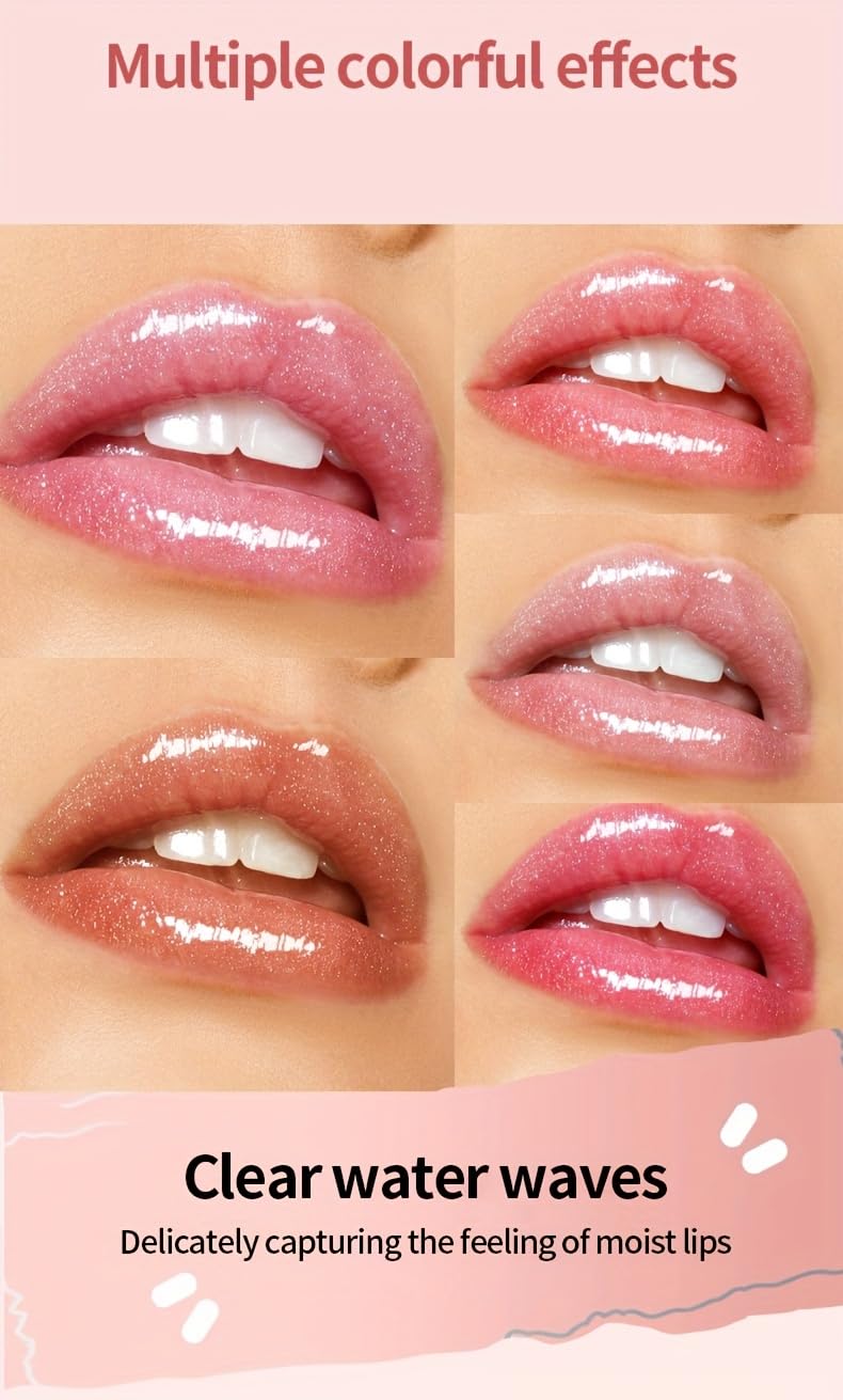 Gege Bear 3-in-1 Lip Gloss Set – Glossy Hydration, Heart-Shaped Design, and Rich Color in Every Click for Pout-Perfect Lips! (Set B - #4,#5,#6, Pack of 3)