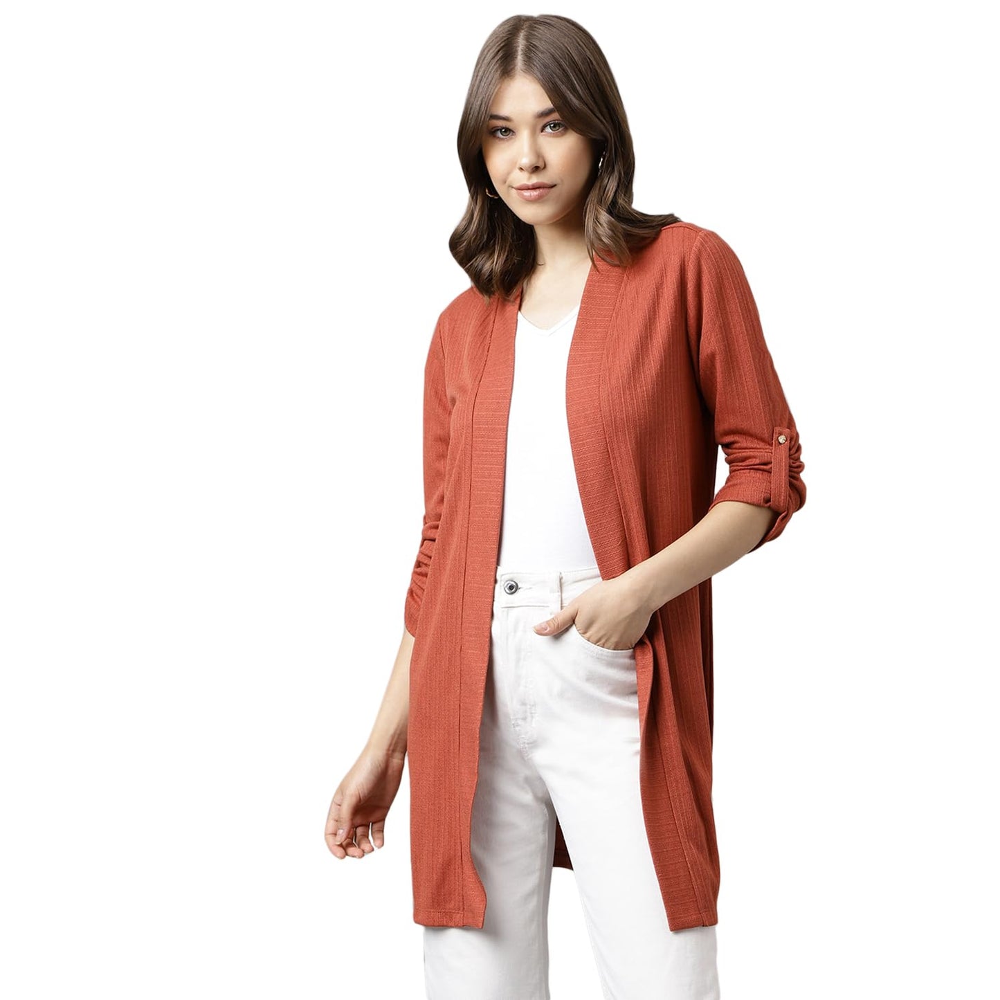 Latin Quarters Women Rust Viscose Rayon Shrug