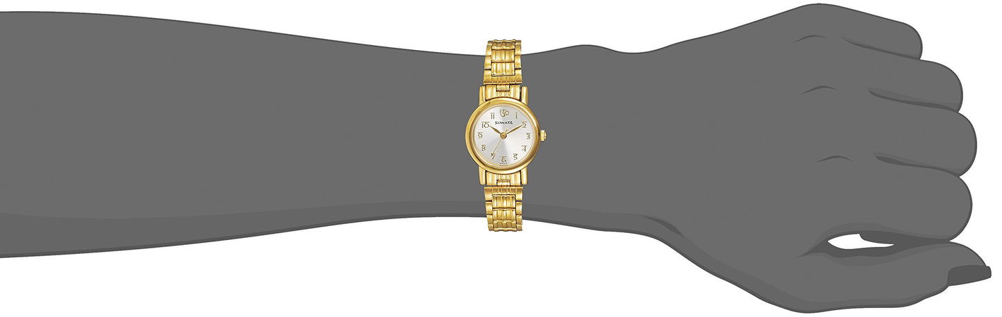 Sonata Quartz Analog Silver Dial Metal Strap Watch for Women-NS8976YM07W