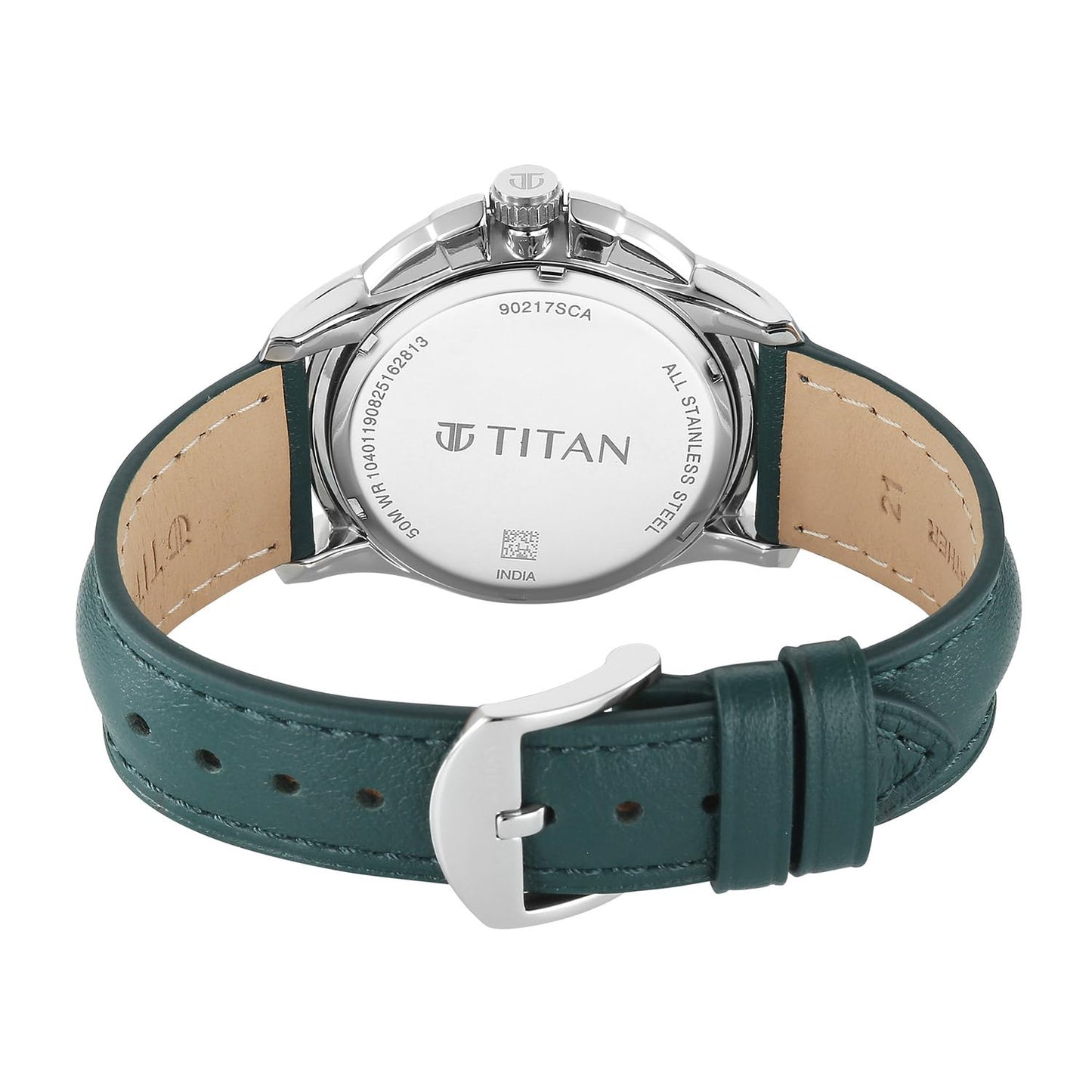 Titan Classique Four Eye Multifunction Analog with Green Dial Green Leather Strap Watch for Men - 90217SL02