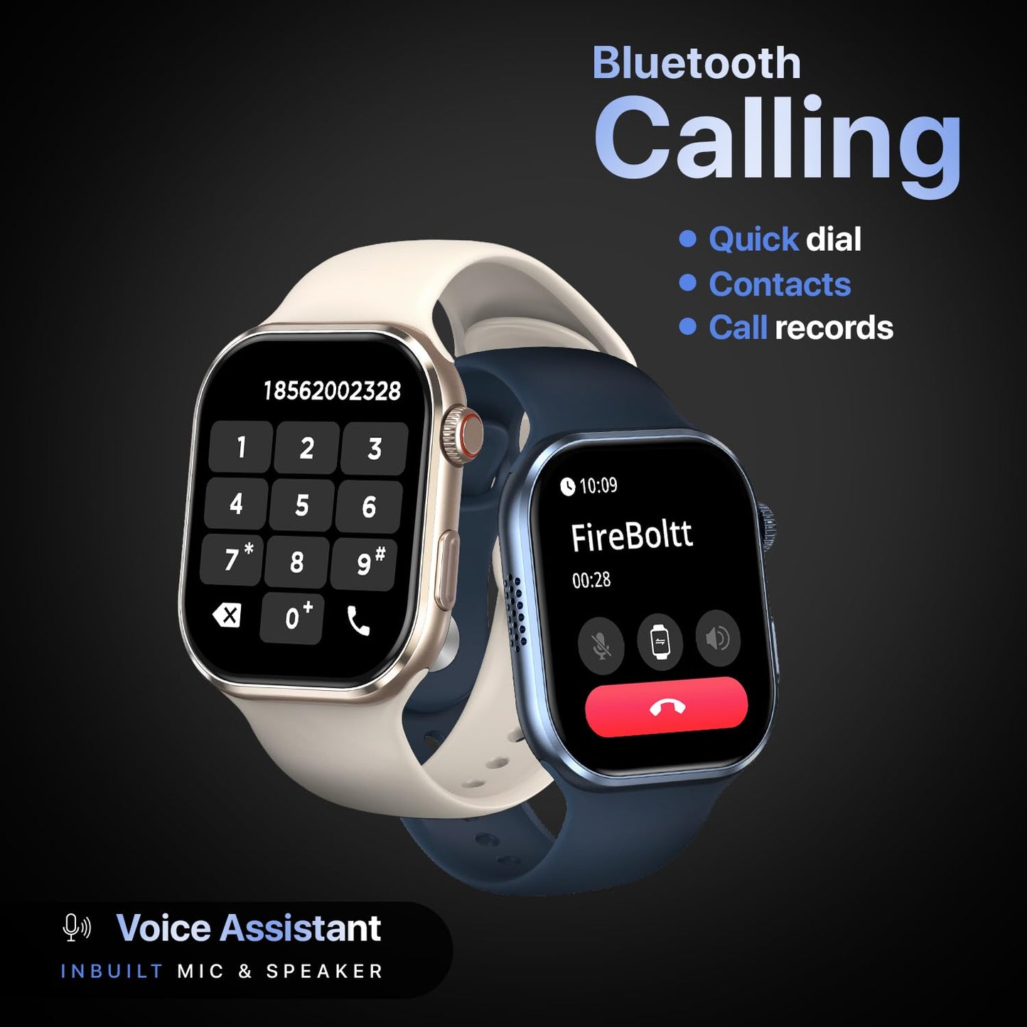 Fire-Boltt Brillia Smart Watch 2.02” Super AMOLED Display, Bluetooth Calling, SpO2, Heart Rate Monitor, 120+ Sports Modes, Fitness Tracker, Voice Assistant, Smart Watch for Man & Women– Blue