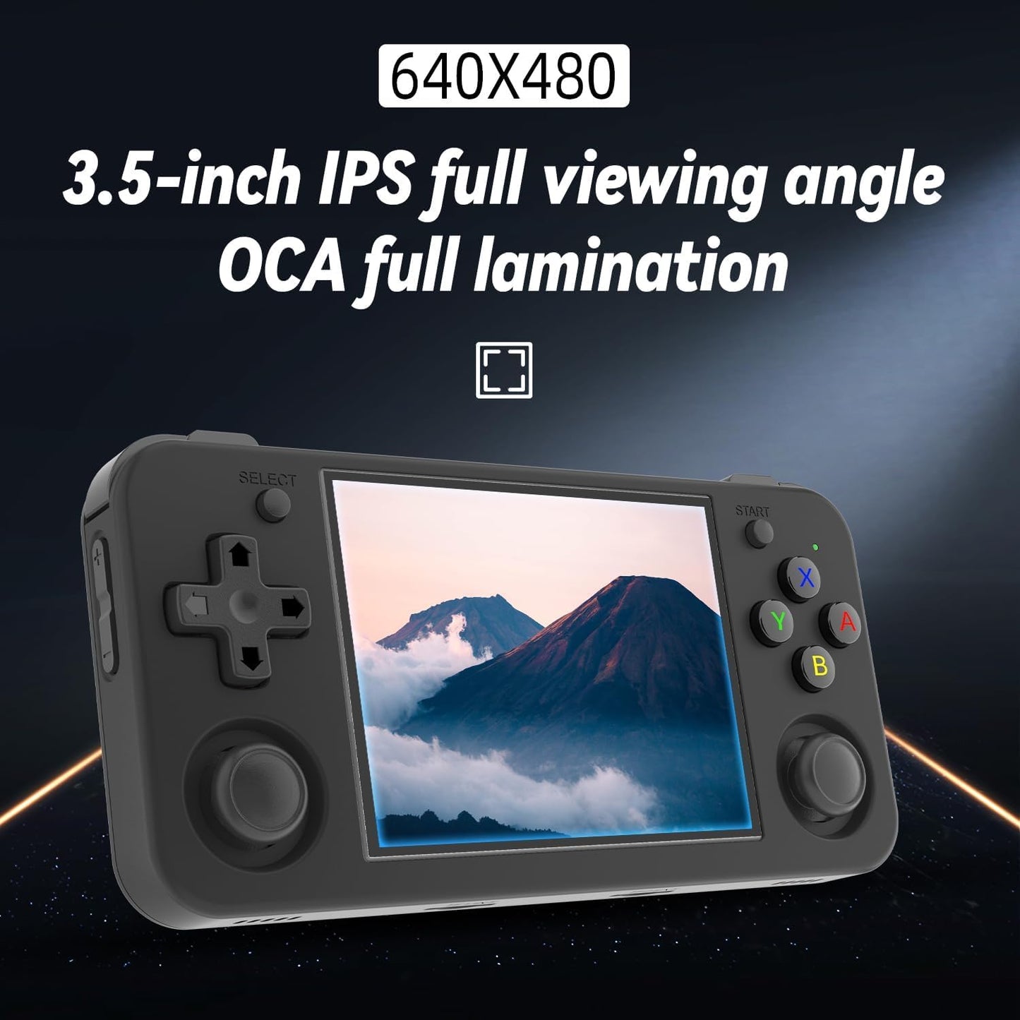 New World Anberni-c RG35XX H Retro Handheld Game Console 3.5 in IPS Screen Built-in 3300mAH Battery 64G TF Card Preinstalled 5528 Classic Games (Black)