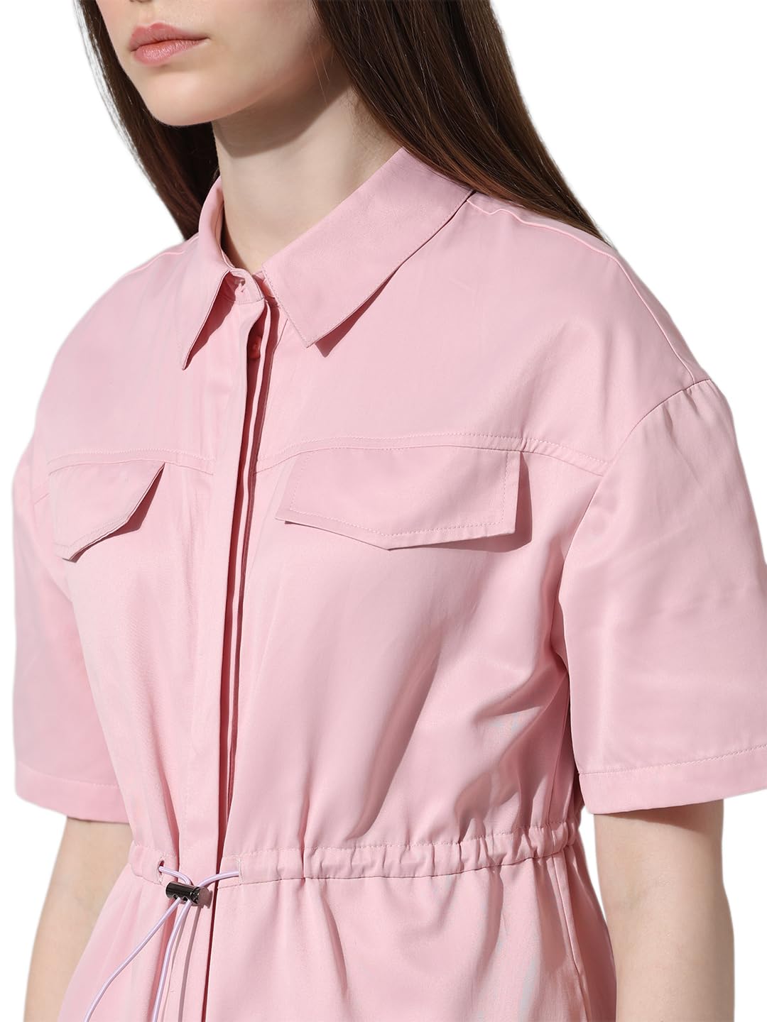 ONLY Women Solid Polyester Pink Jumpsuit