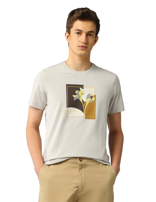 Arrow New York Men's Regular Fit T-Shirt (ANAJTS3114_Stone