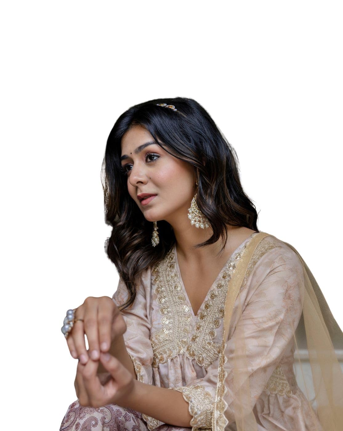 Jaipurite Women Embroidered Alia Cut Kurta & Flared Sharara with Dupatta