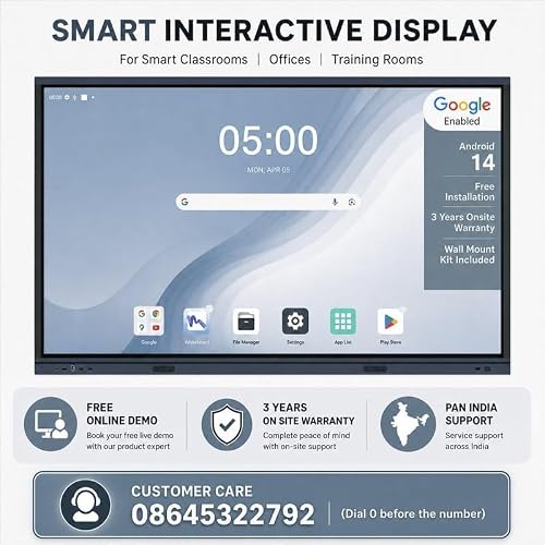BIG VUE Pluss 55 Inch Android 14 Interactive Television, All-in-1 Digital Panel Board, 8 GB RAM 128 GB ROM, Ai, Multitouch Screen Display for Teaching, Classroom & Office Use