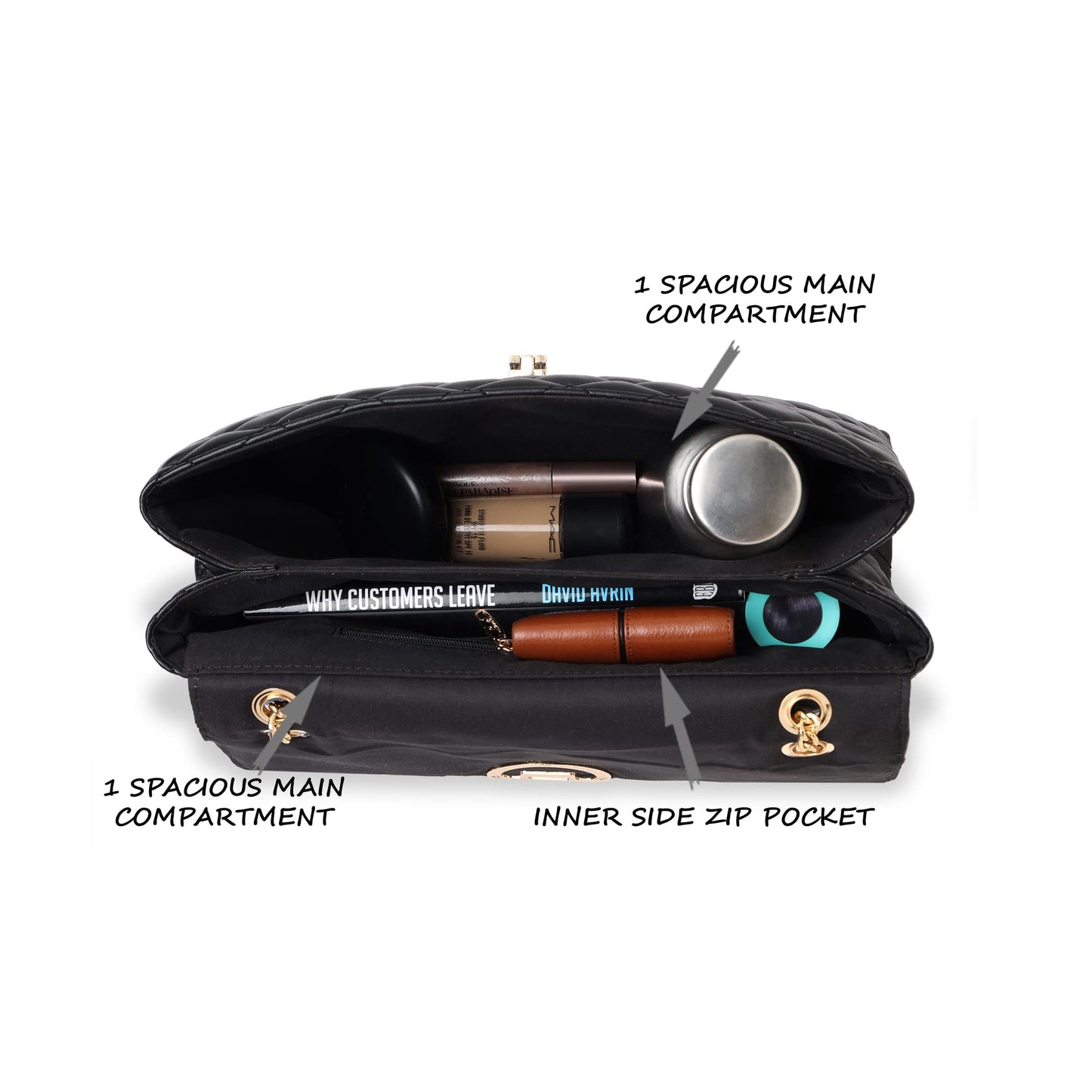 Lavie Women's Quilt Eden Flap Satchel Handbag for Women | Satchel Bag for Work | Ladies purse | Stylish Shoulder Bag | Gift For Women