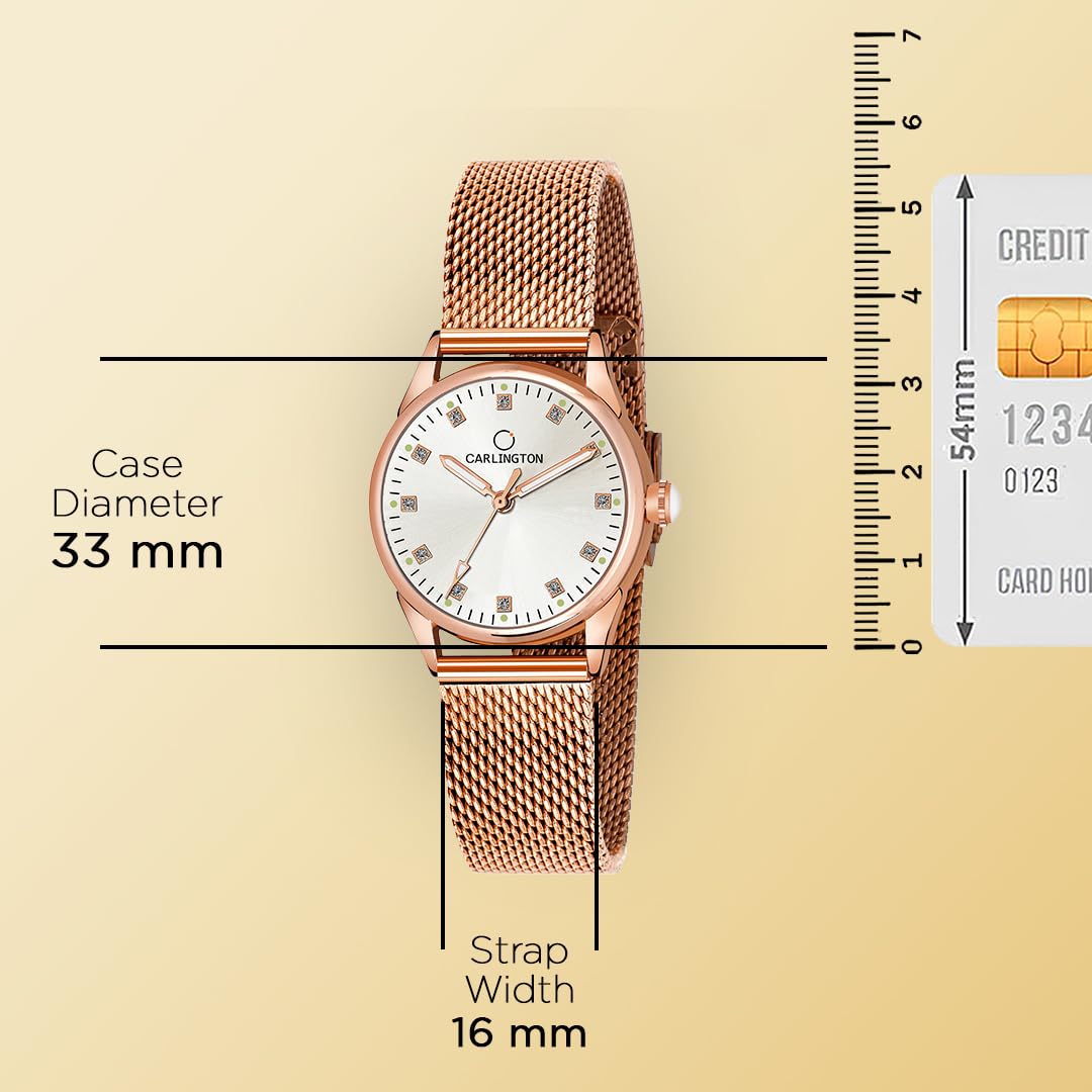 Carlington Metal Women Analog Dial Watch (Multicolour), Gold Band