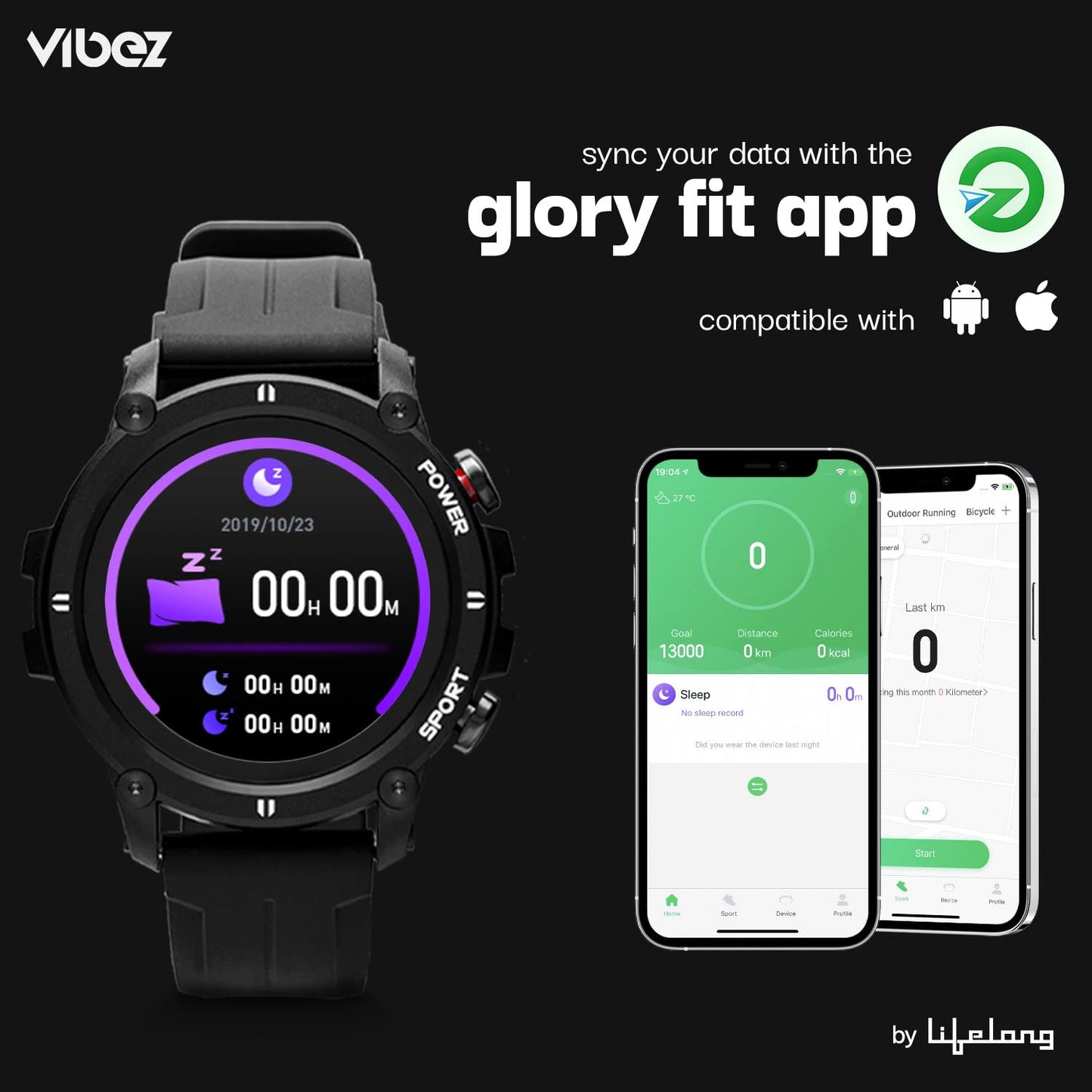 Vibez by Lifelong Haile Smartwatch For Men with HD Display|24x7 Heart Rate & Blood Oxygen Tracking|Sports Mode|Sleep Monitor|IP67 Waterproof|7 days Battery Backup (VBSWM108, 1 Year Manufacturer Warranty, Black)