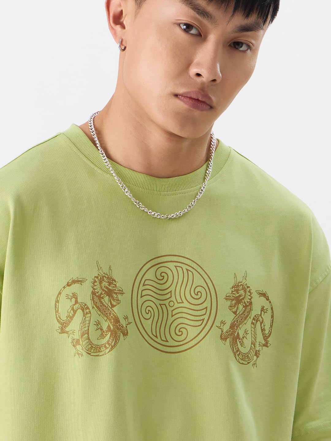 The Souled Store Avatar: Make Tea Not War Oversized T-Shirts Green