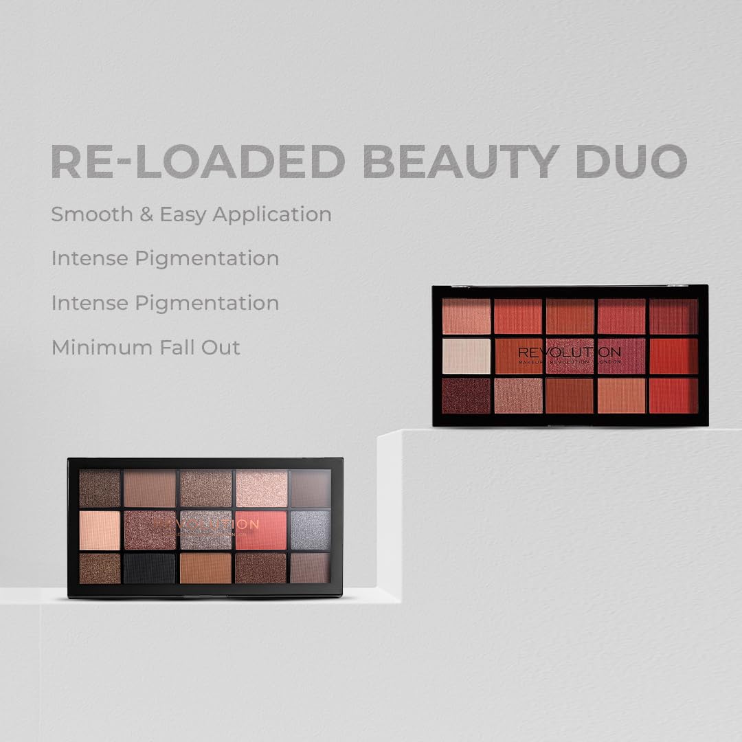 Makeup Revolution Reloaded Combo (Reloaded Eyeshadow Combo) Eyeshadow Palette, Create Long-Lasting Eye Makeup Looks, Vegan & Cruelty-Free, 33g