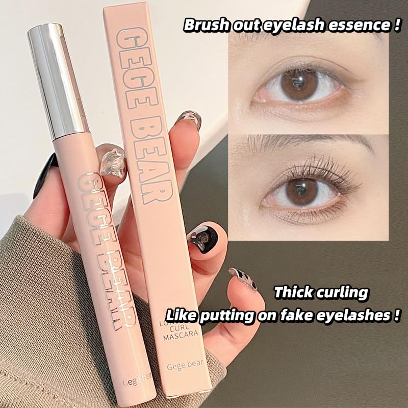 Gege Bear Long & Curl Mascara – Waterproof, Smudge-Proof & Sweat-Resistant | Long-Lasting Lash Lift & Volumizing| Ultra-Lengthening, Clump-Free & Lightweight Formula for Natural & Dramatic Eye Makeup | High-Pigment Black & Brown Mascara for Thick, Defined
