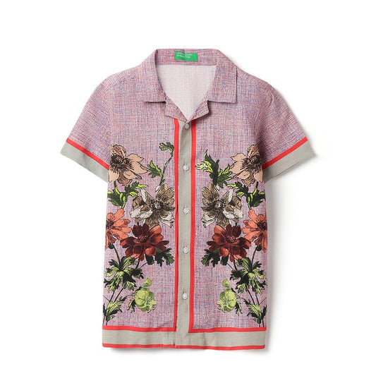 United Colors of Benetton Regular Fit Resort Collar Floral Print Placement Shirt