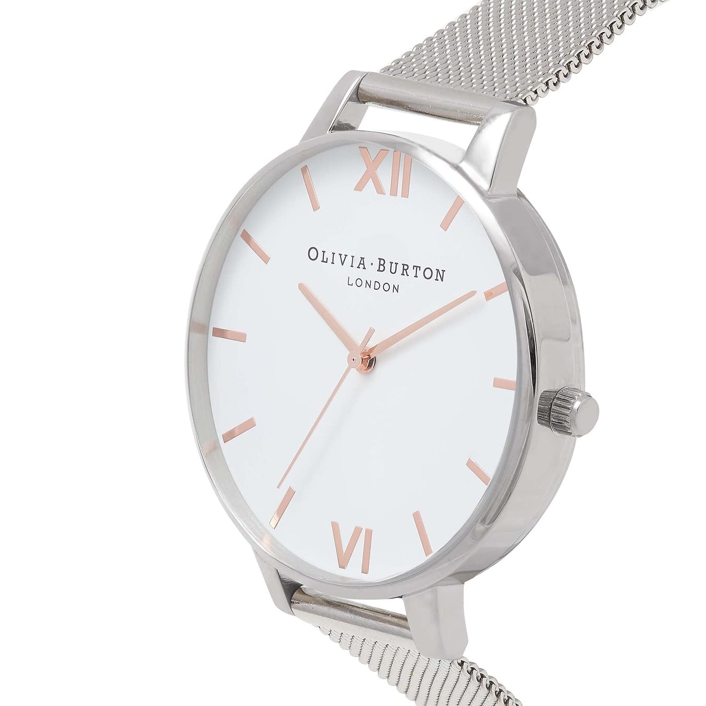 Olivia burton White Dial Qtz Basic White Round Dial Women's Watch|Stainless Steel Material|Silver Color Band - OB16BD97