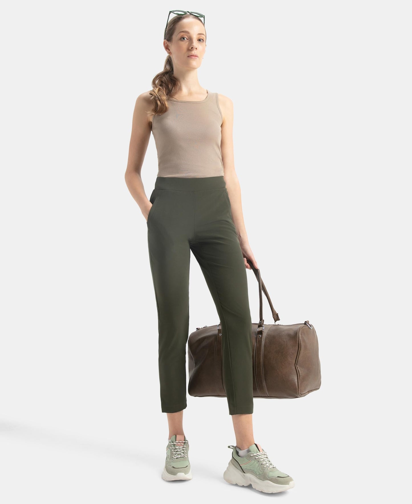 Jockey IW35 Women's Environment Friendly Recycled Microfiber All Day Pants with StayFresh Treatment_Olive_XXL