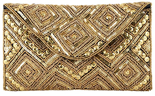 DUCHESS Women's Hand Embroidered Envelope Clutch -Bridal Ethnic Traditional Casual Purse/Clutch/Handbag (23 L x 2.5 W x 13H cm)