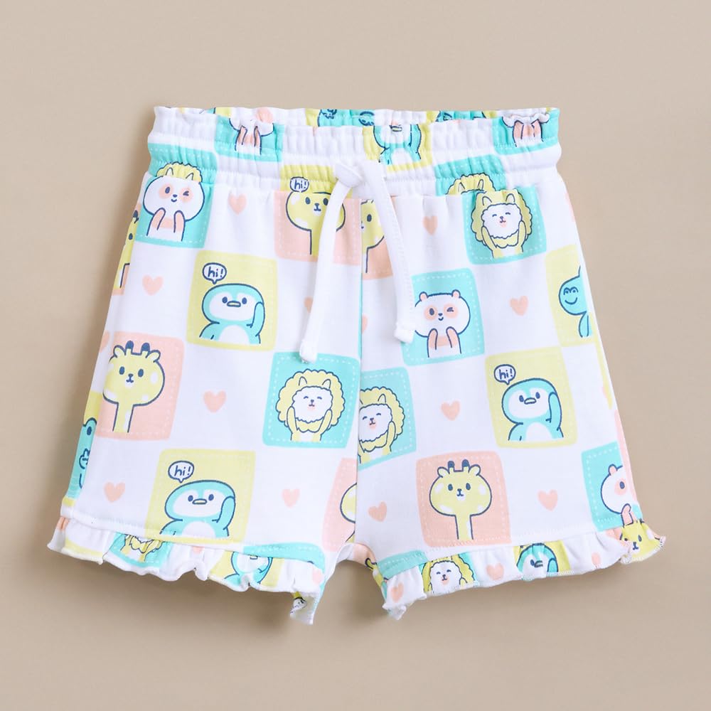 Hopscotch Girls Multi 3-Pack Ruffle & Friends Cotton Shorts (6-9 Months)