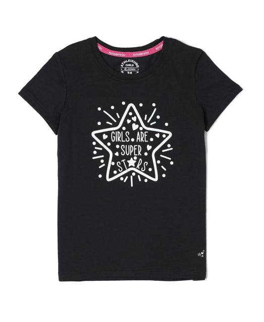 Jockey Regular Fit Girls T-Shirt (AG01_Black 5-6 Yrs)