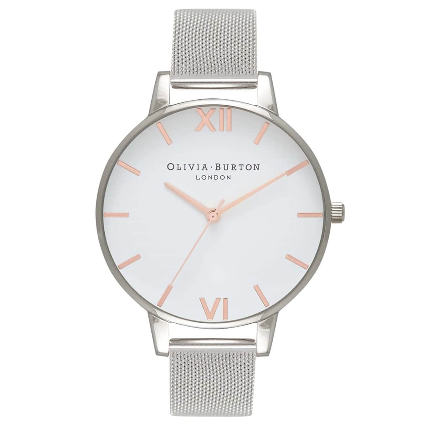 Olivia burton White Dial Qtz Basic White Round Dial Women's Watch|Stainless Steel Material|Silver Color Band - OB16BD97
