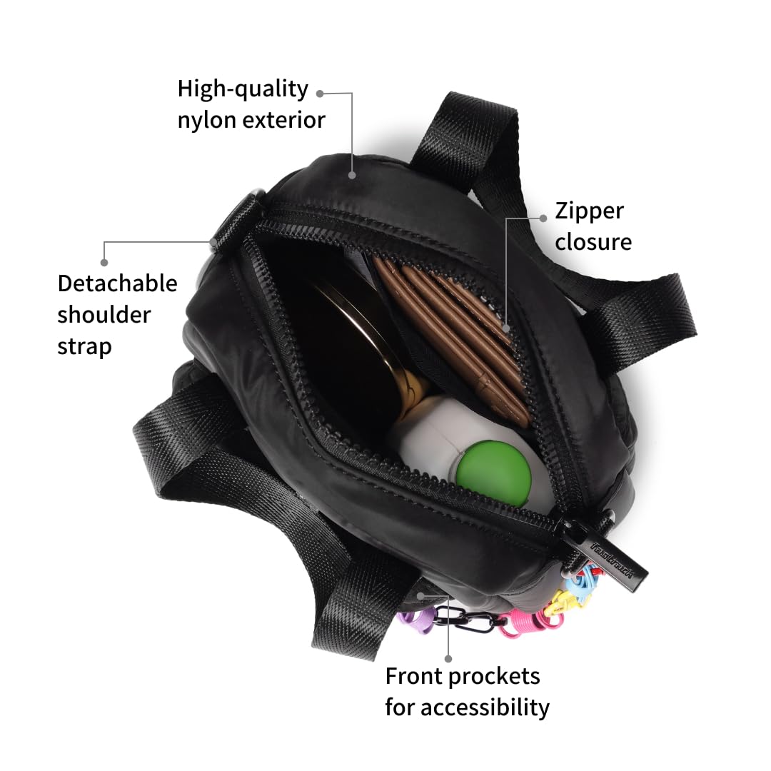 Fastrack Nylon Sling Bag for Women with Bright Chain Detail | Lightweight Crossbody with Zipper Closure, Front Pocket, Detachable Strap | Stylish Everyday Sling for College, Errands, Streetwear Looks