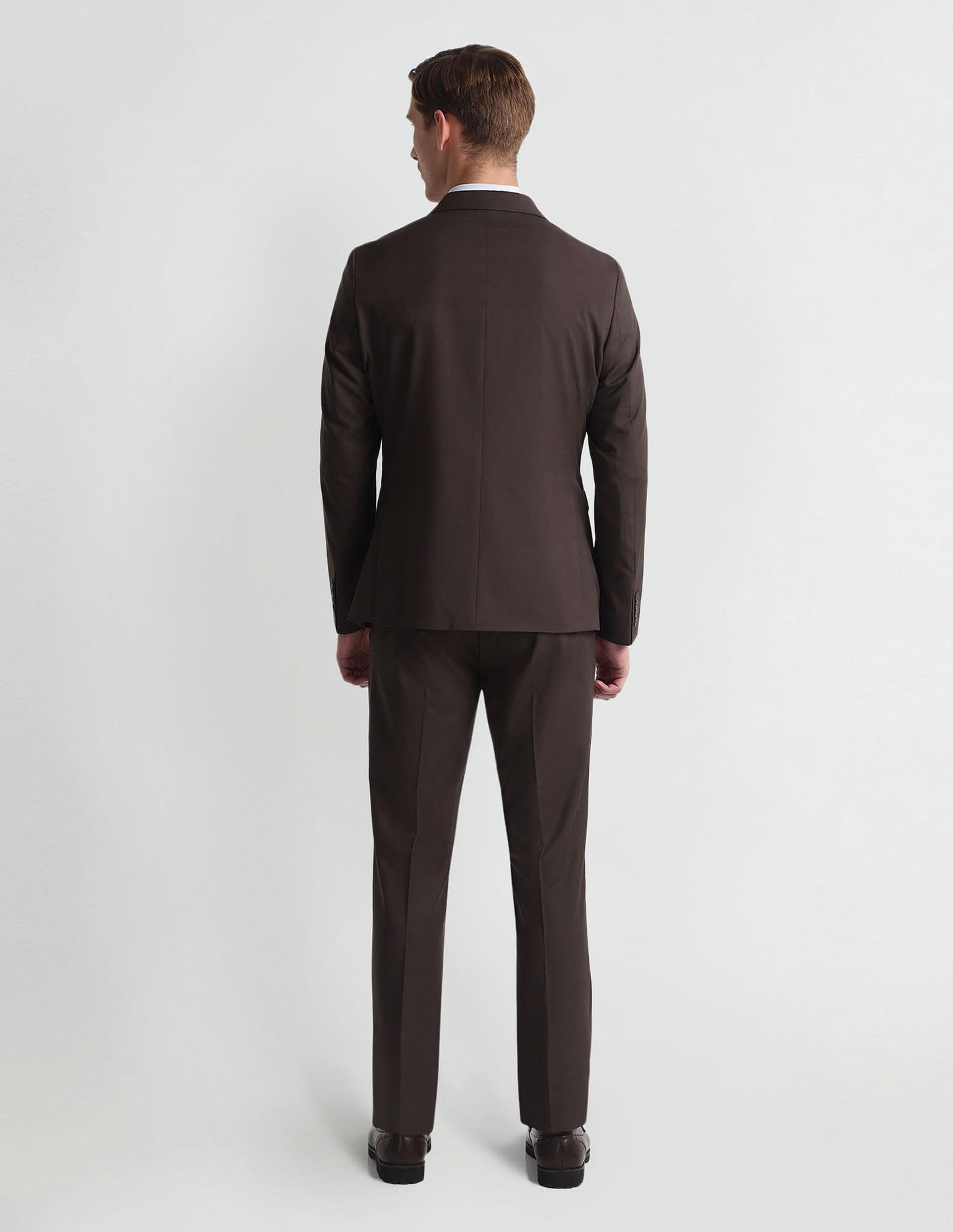 Arrow Men's Polyester Single Breasted Business Suit Pants Set (ARAHSU5534_Brown