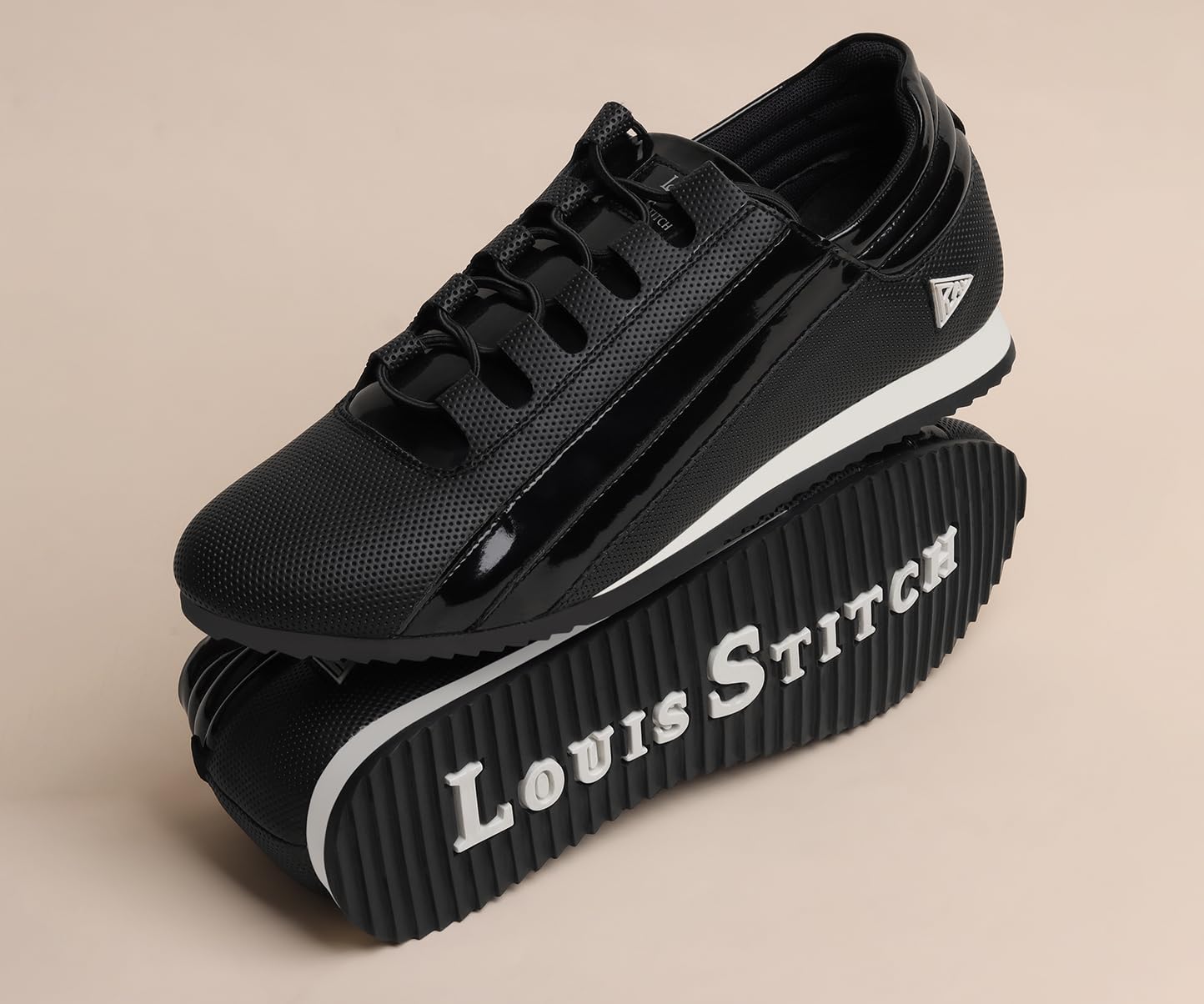 LOUIS STITCH Men’s Egyptian Black Casual Sneaker | Elastic auto Adjustable Laces Sneakers for Men | Sneakers Shoes | Comfortable and Lightweight | LSPSNK_SSJB | UK-6