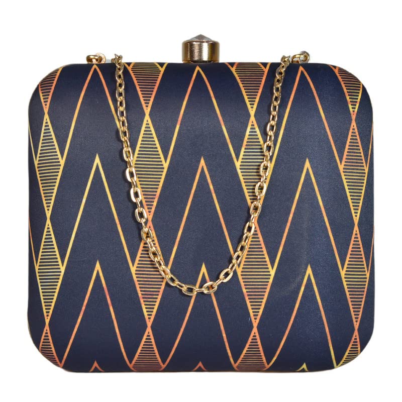 Artklim Printed Black Golden Geometric Clutch