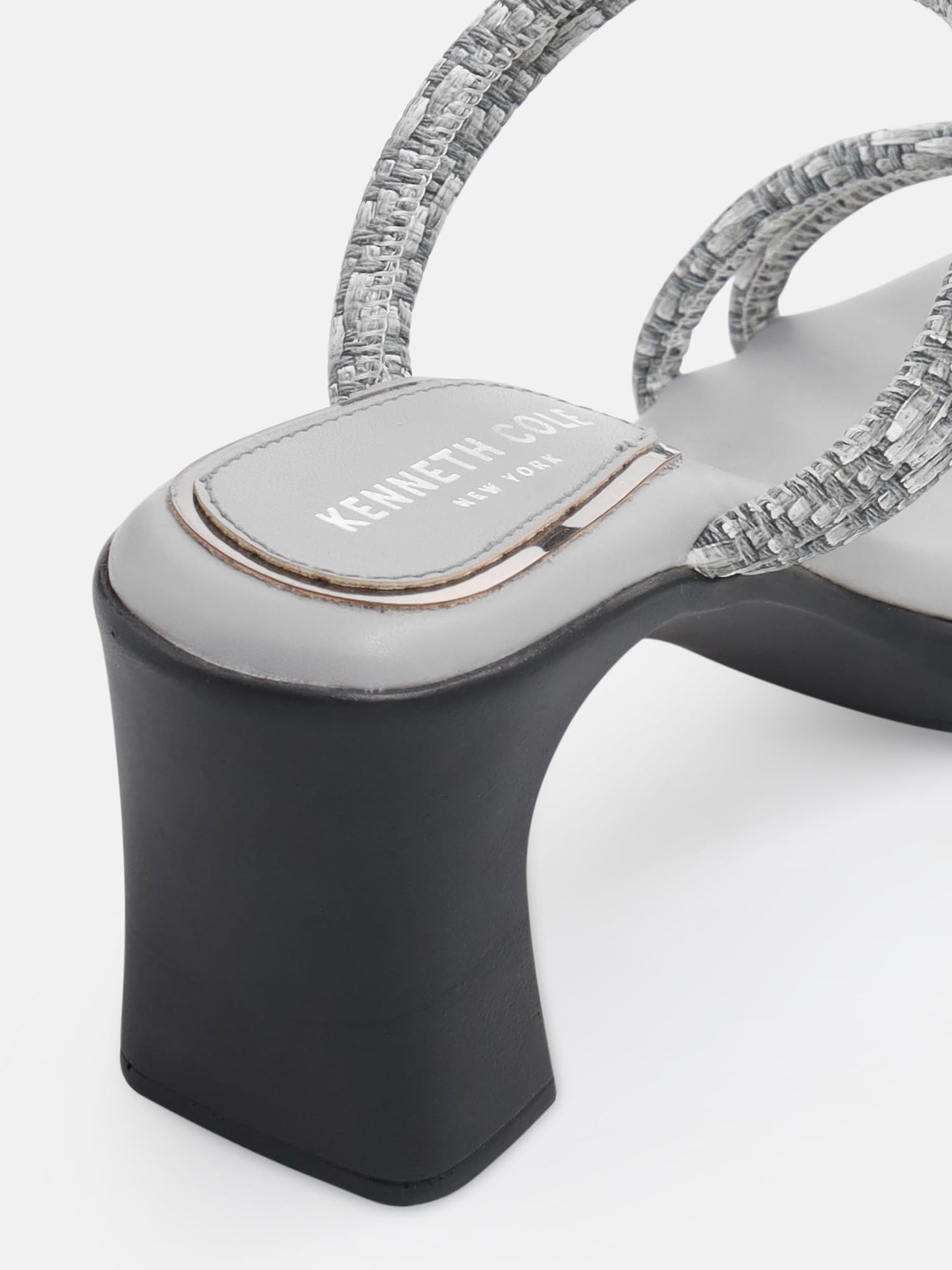 KENNETH COLE Women's Block Heel Sandal | Synthetic | Textured Rope Straps, Square Toe