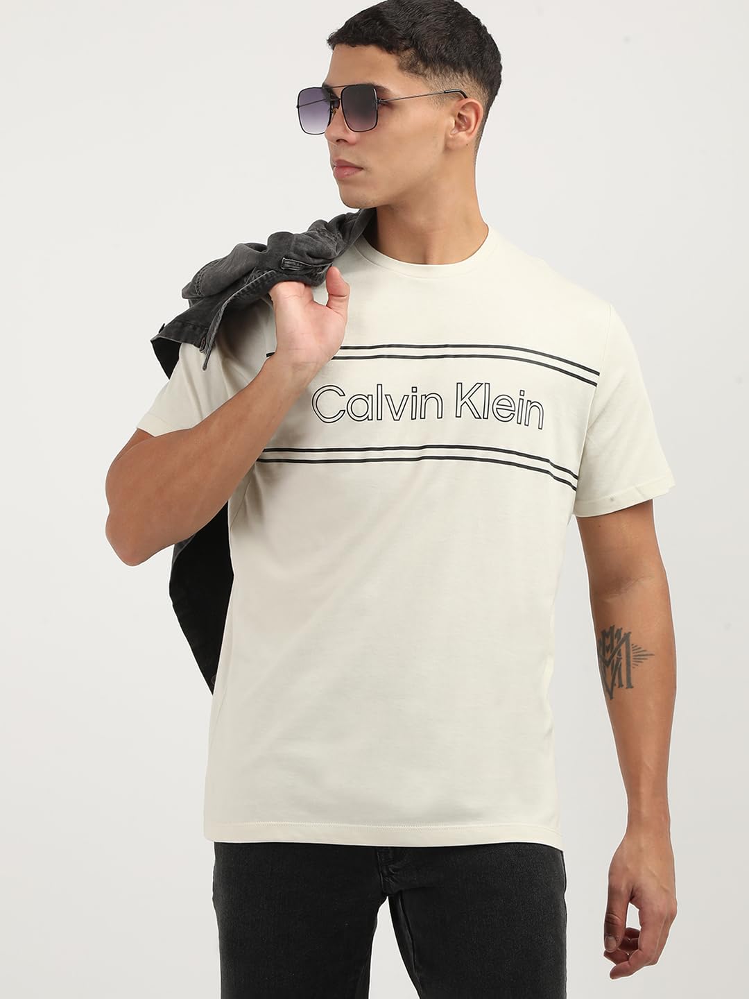 Calvin Klein Jeans Men's Regular Fit T-Shirt (A4-40IC818100 White