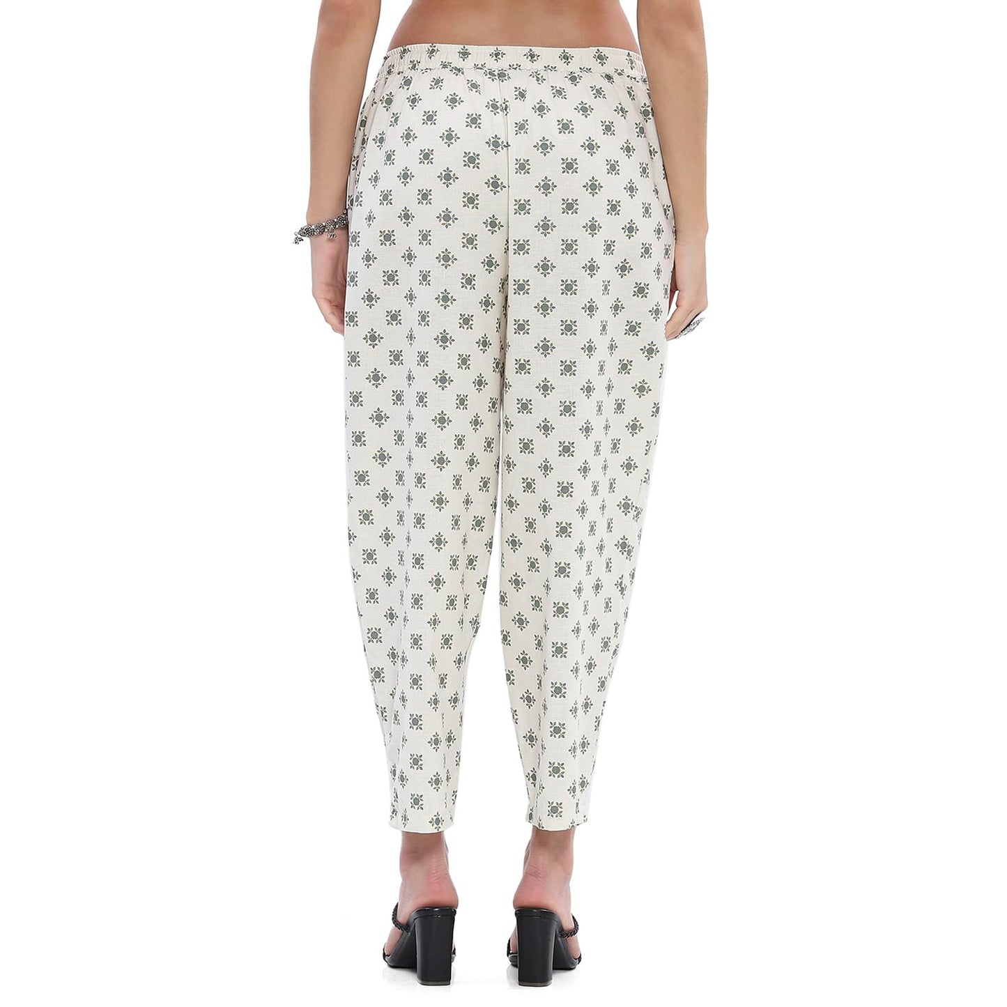 Rangriti Women's Regular Palazzos (PEPAMS22070SS25OWHT_Off White