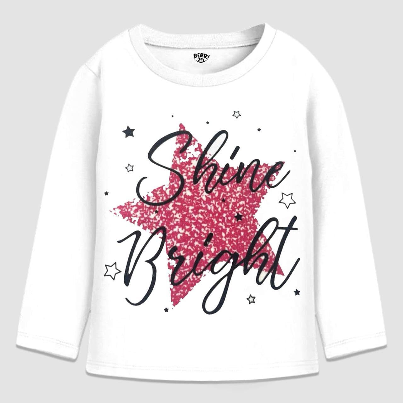 Berry Joy Kids Girls Full Sleeves Regular Fit Cotton T-Shirt - Pack of 3 | Full Sleeves Tshirt for Girls Multicolour