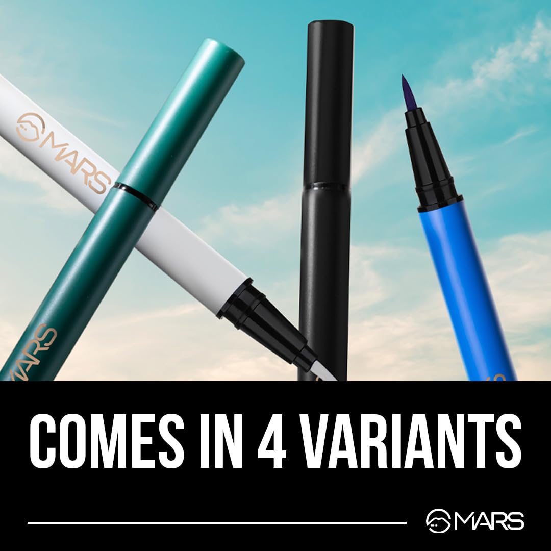 MARS City Stroke Charming Eyes Liquid Eyeliner | Long-lasting | Smudge Proof Eye Liner | Felt Tip for Precise Application | Quick Drying Formula (1ml) (02-Green)