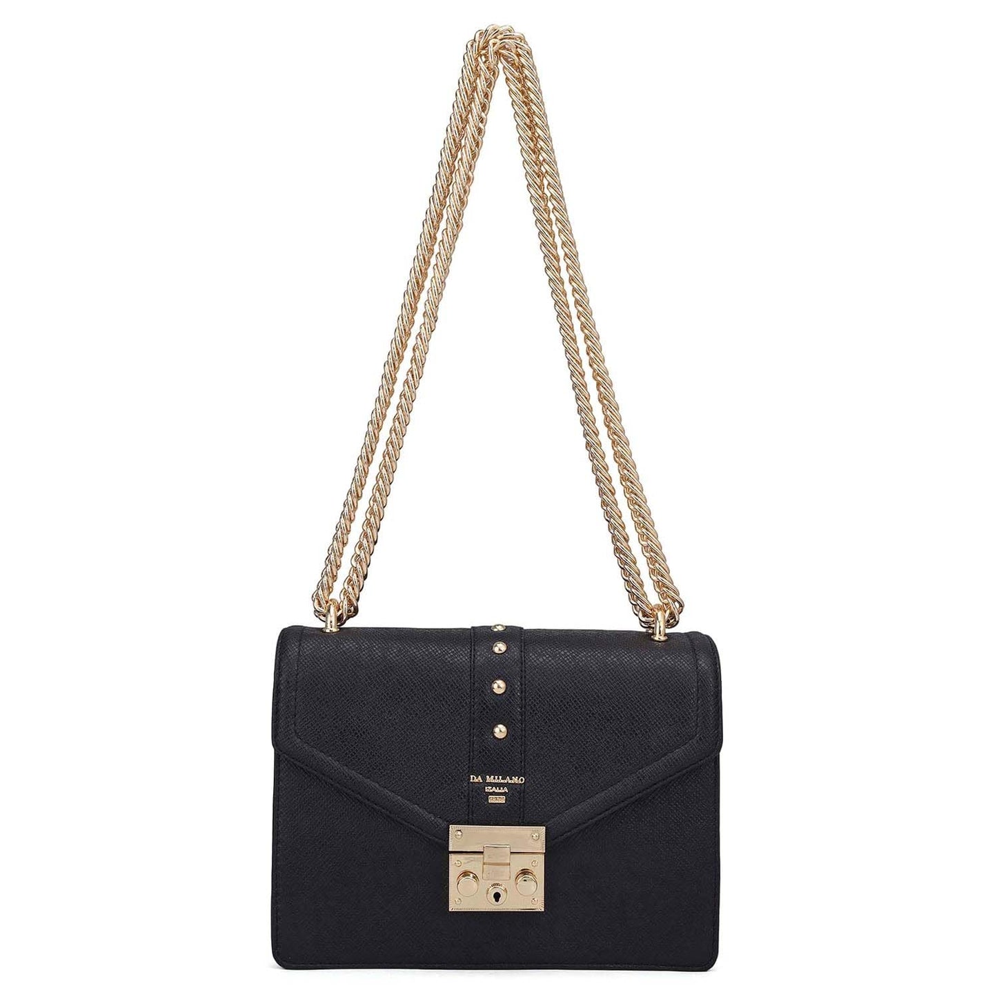 Da Milano Leather Shoulder Bag for Women - Black (LB-00349C-OL)