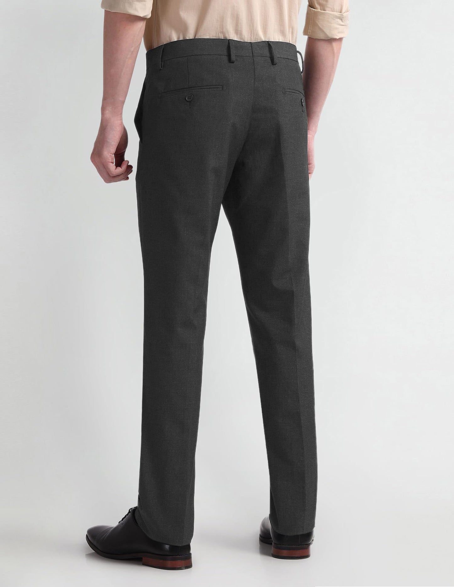 Arrow Men's Solid Polyester Formal Trouser