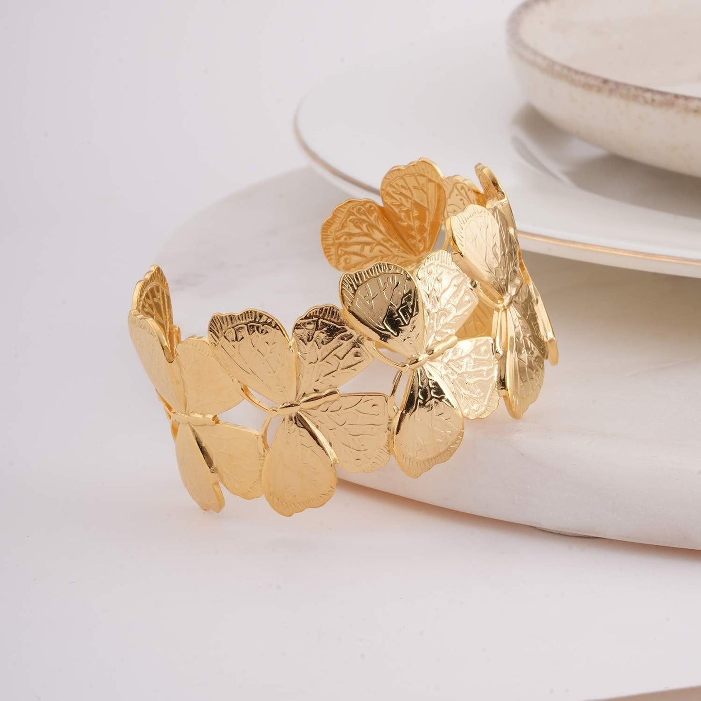 PALMONAS Floral Gold Cuff Bracelet for Women - Gift for Women & Girls, Women's Jewellery | Waterproof & Anti-Tarnish Bracelets