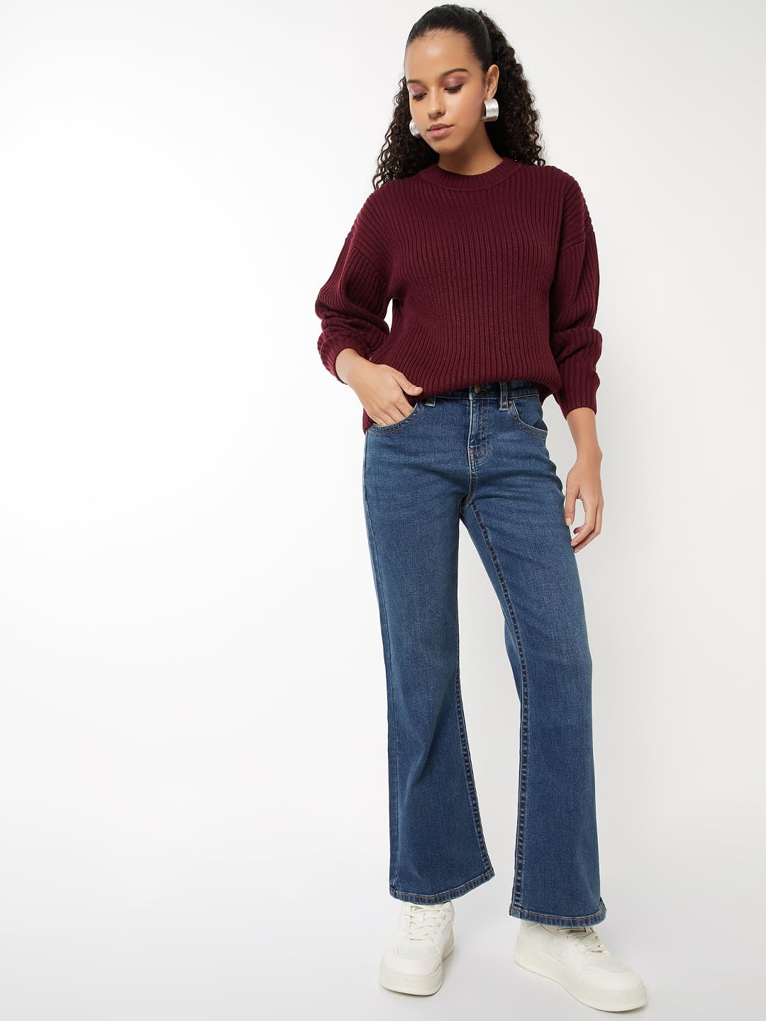 Max Women Washed High Rise Flare Jeans (Blue_28)