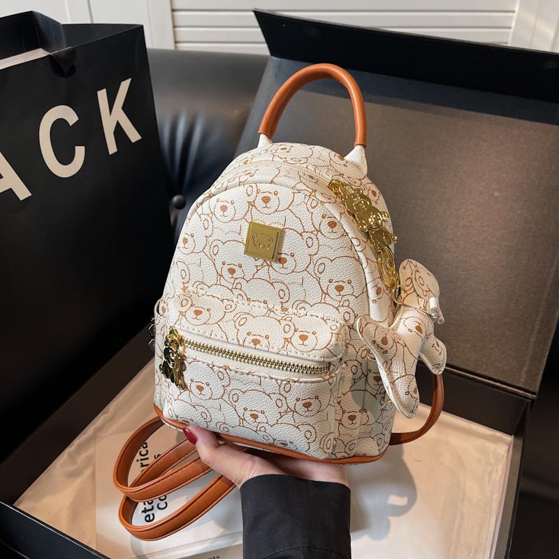 FIERRE SHANN® Cute Bear Print Backpack | Fashionable & Versatile Shoulder Bag for College Students