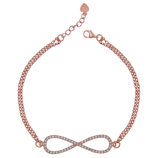 GIVA 925 Silver Rose Gold Infinity Bracelet, Adjustable Gifts for Girlfriend, Gifts for Women & Girls| With Certificate of Authenticity and 925 Stamp | 6 Month Warranty*