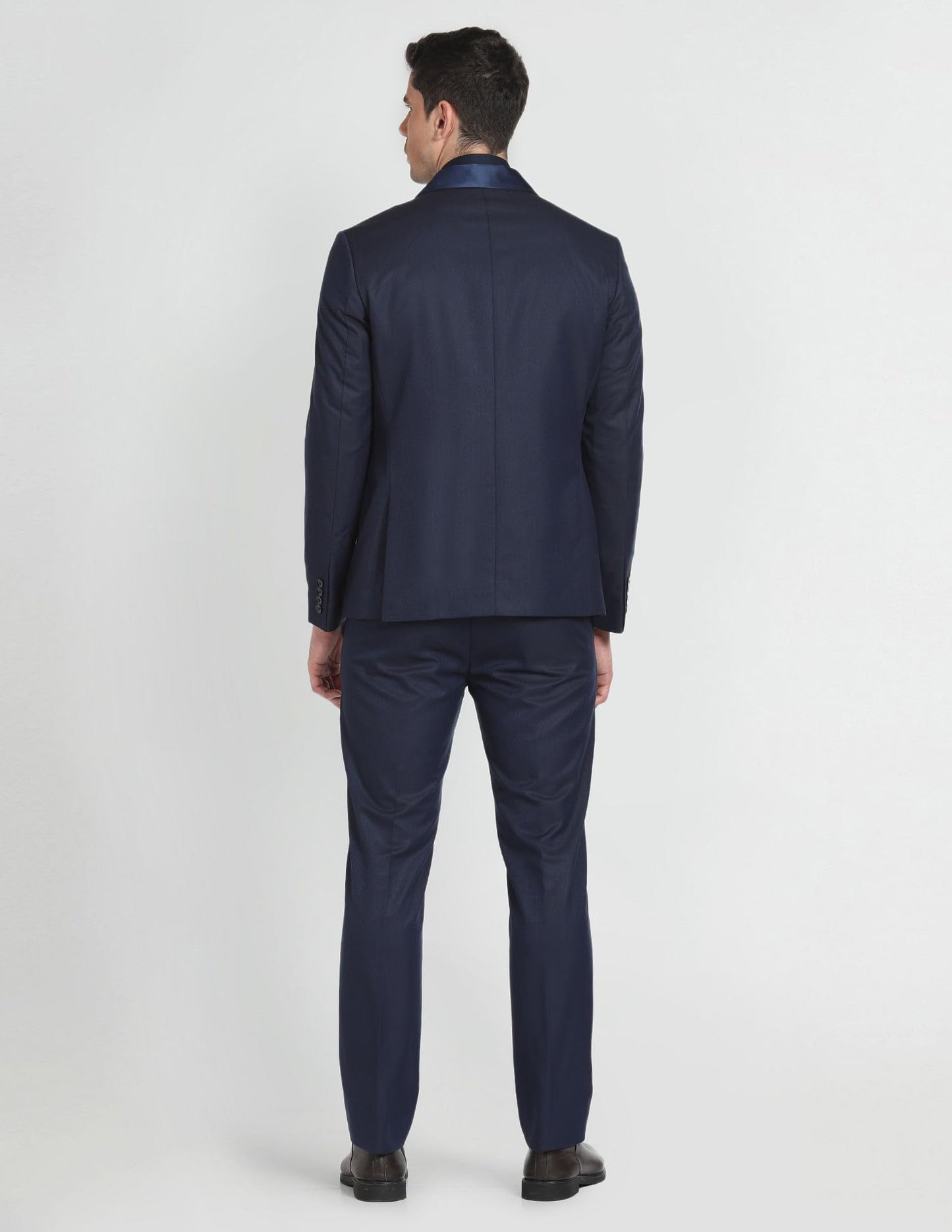 Arrow Men's Polyester Double Breasted Business Suit Pants Set (ARAGSU5505_Navy