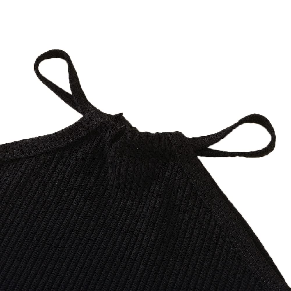 Hopscotch Girls Cotton Solid T-shirt and Skirt Set In Black Color For Ages 5-6 Years (JIG-3082401)