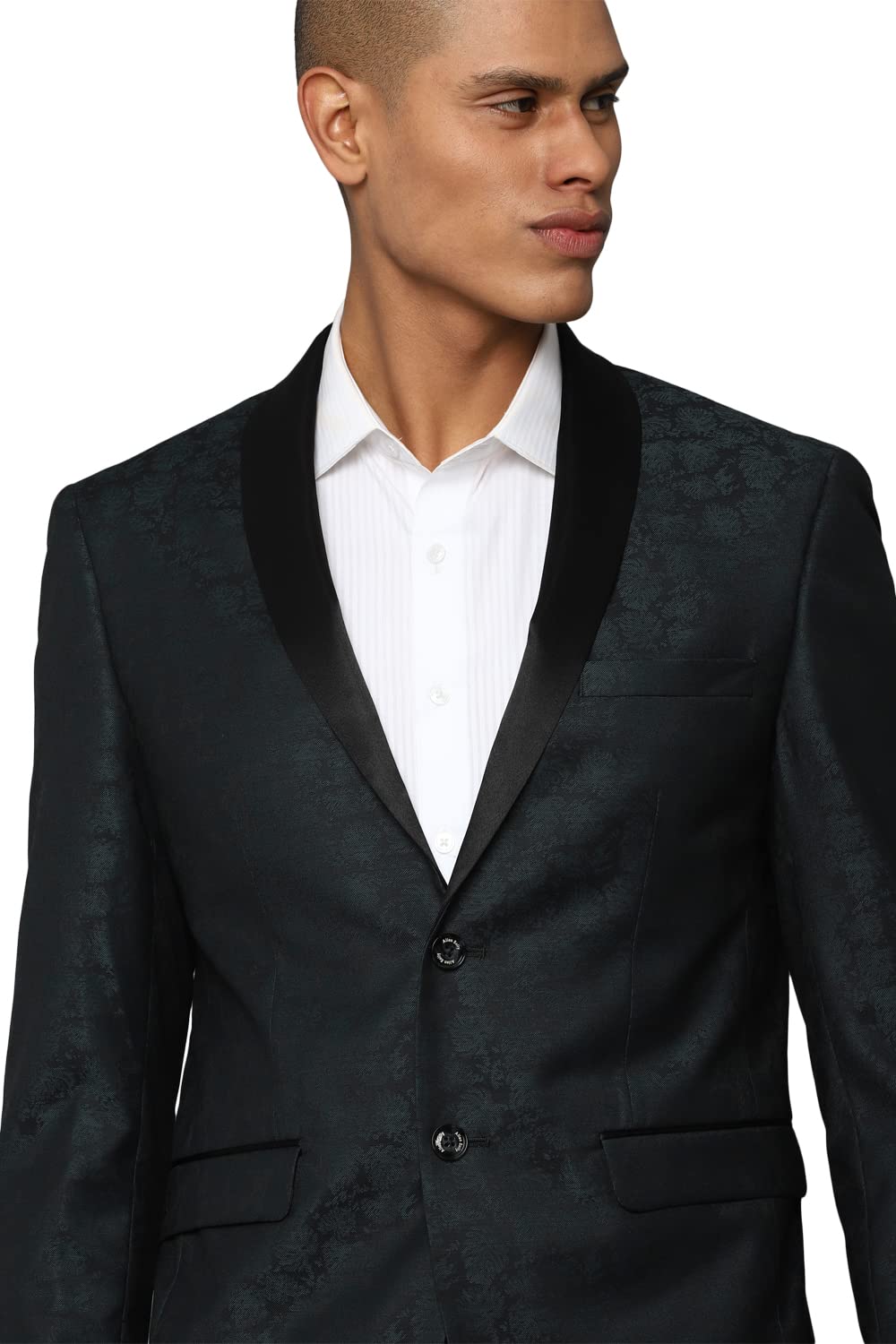 Allen Solly Jacquard Polyester Viscose Slim Fit Men's Jacket (Green, Size_36)