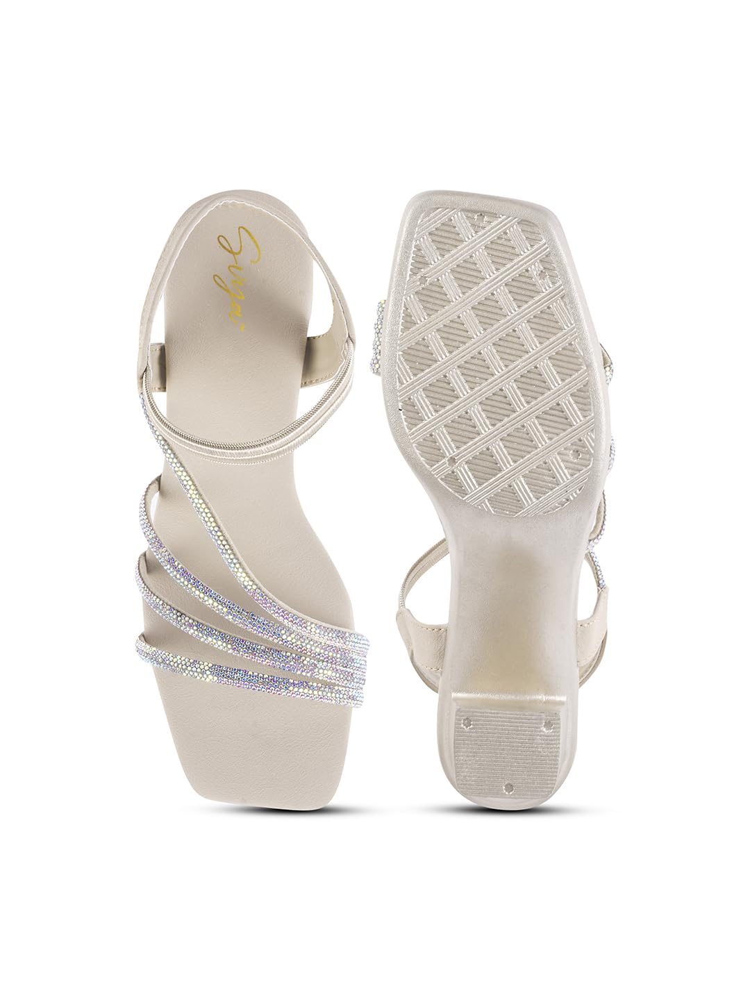 SVYA Comfortable Heel Sandals for Women and Girl. (Golden, UK Footwear Size System, Adult, Women, Numeric, Medium, 7)