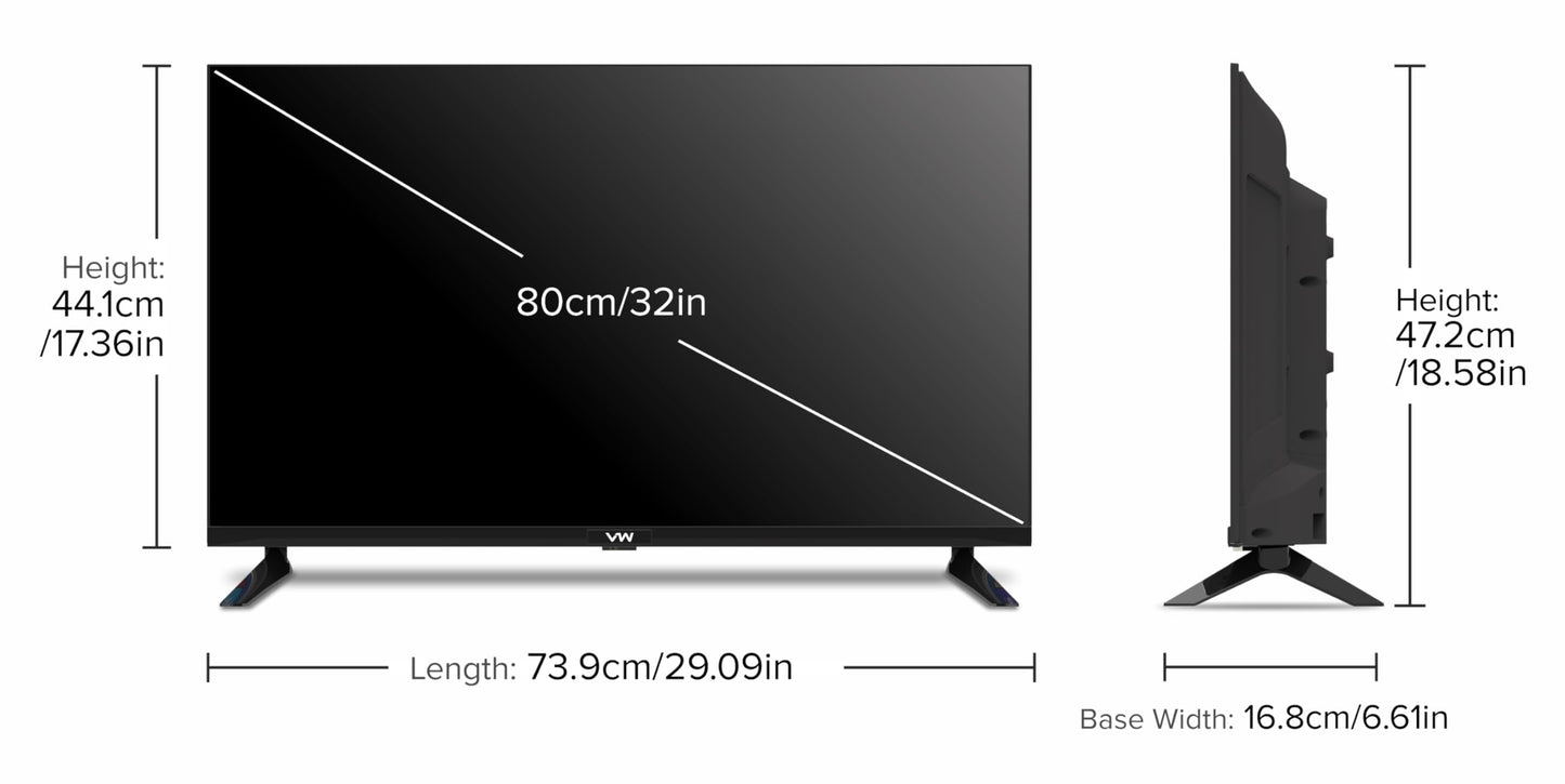 VW 80 cm (32 inches) Playwall Frameless Series HD Ready Android Smart LED TV VW32F5 (Black)