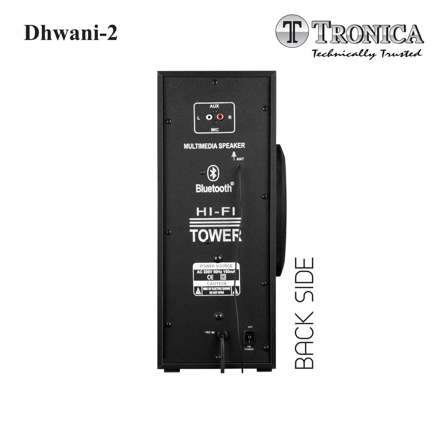 Tronica Dhwani-2 DJ 40W Bluetooth Tower Home Theater System with Free Wireless MIC, Supports Pendrive/SD Card/FM/Aux/TV with Remote