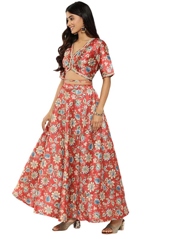 Ahalyaa Printed Zari Ready to Wear Lehenga & Blouse With Dupatta