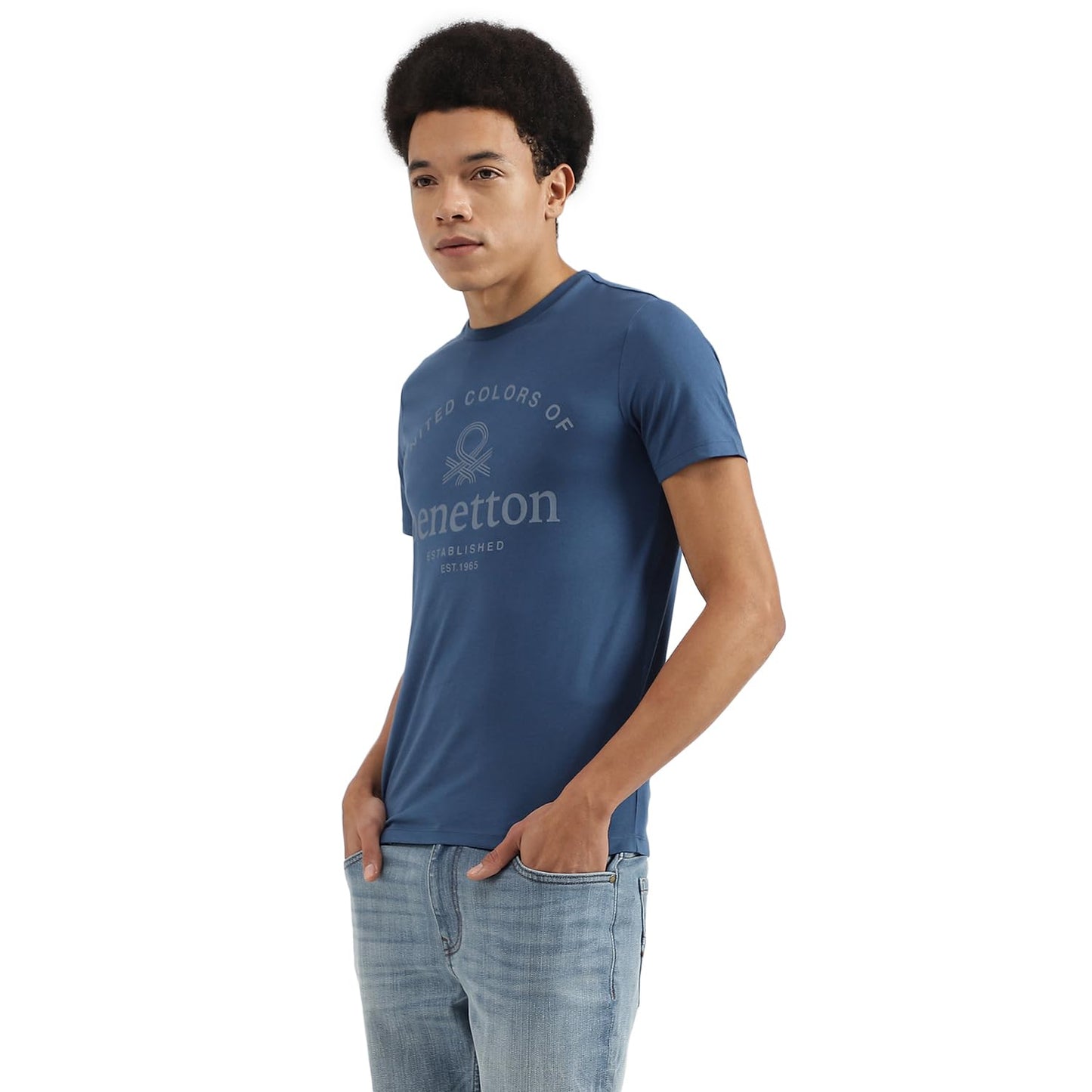 UNITED COLORS OF BENETTON Men's Printed Regular Fit T-Shirt (24P3P99J4209IMT5_MT5