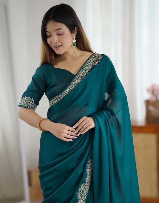HEERIKA Embroidered Saree with running blouse piece for Women's