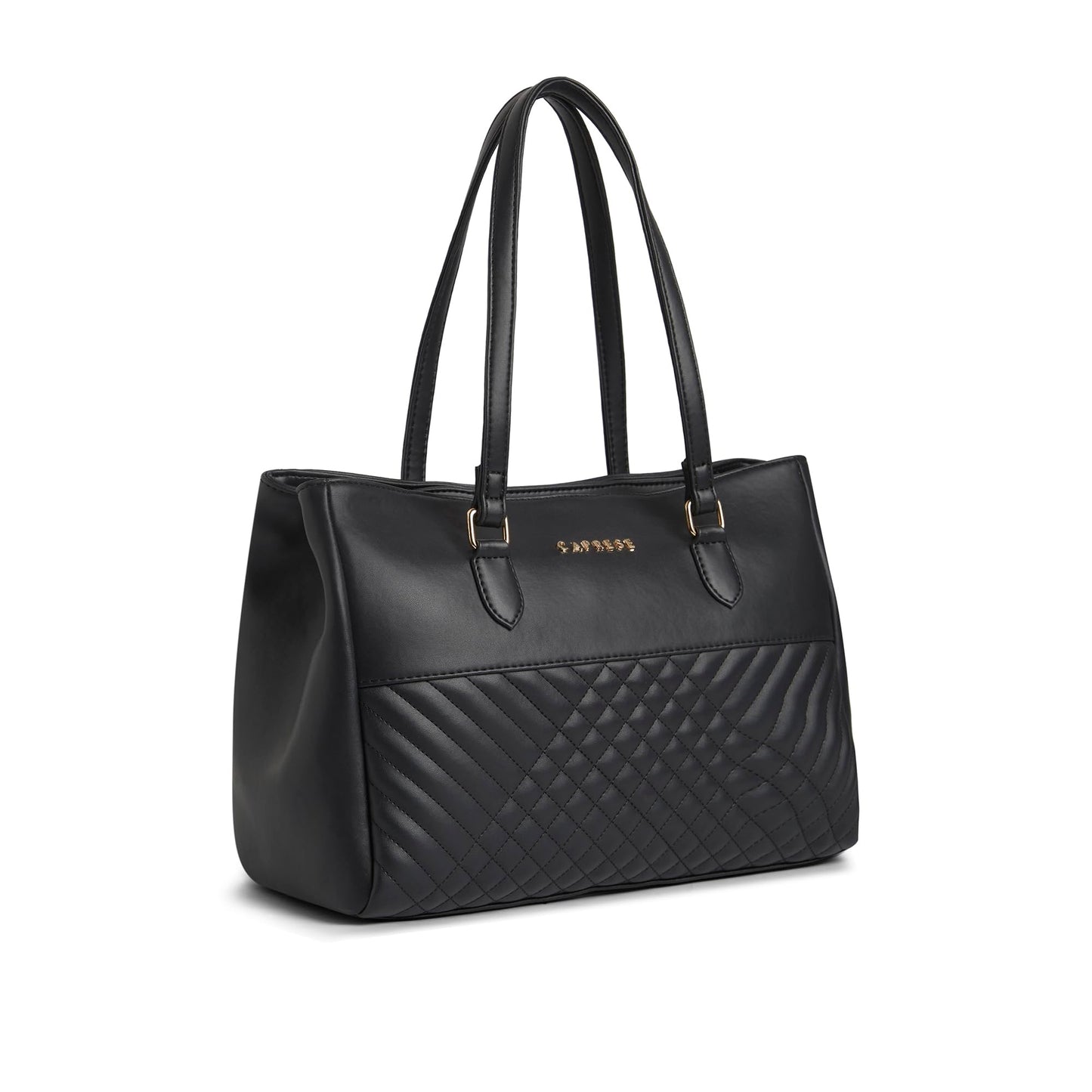 Caprese Sunny Tote Medium Bag for Women with Multi-Compartment & Comfortable Straps | Ideal for 16 inch Laptop Bag | Stylish, Durable Design for Work, Travel, Shopping, Essentials & Daily Use (Black)