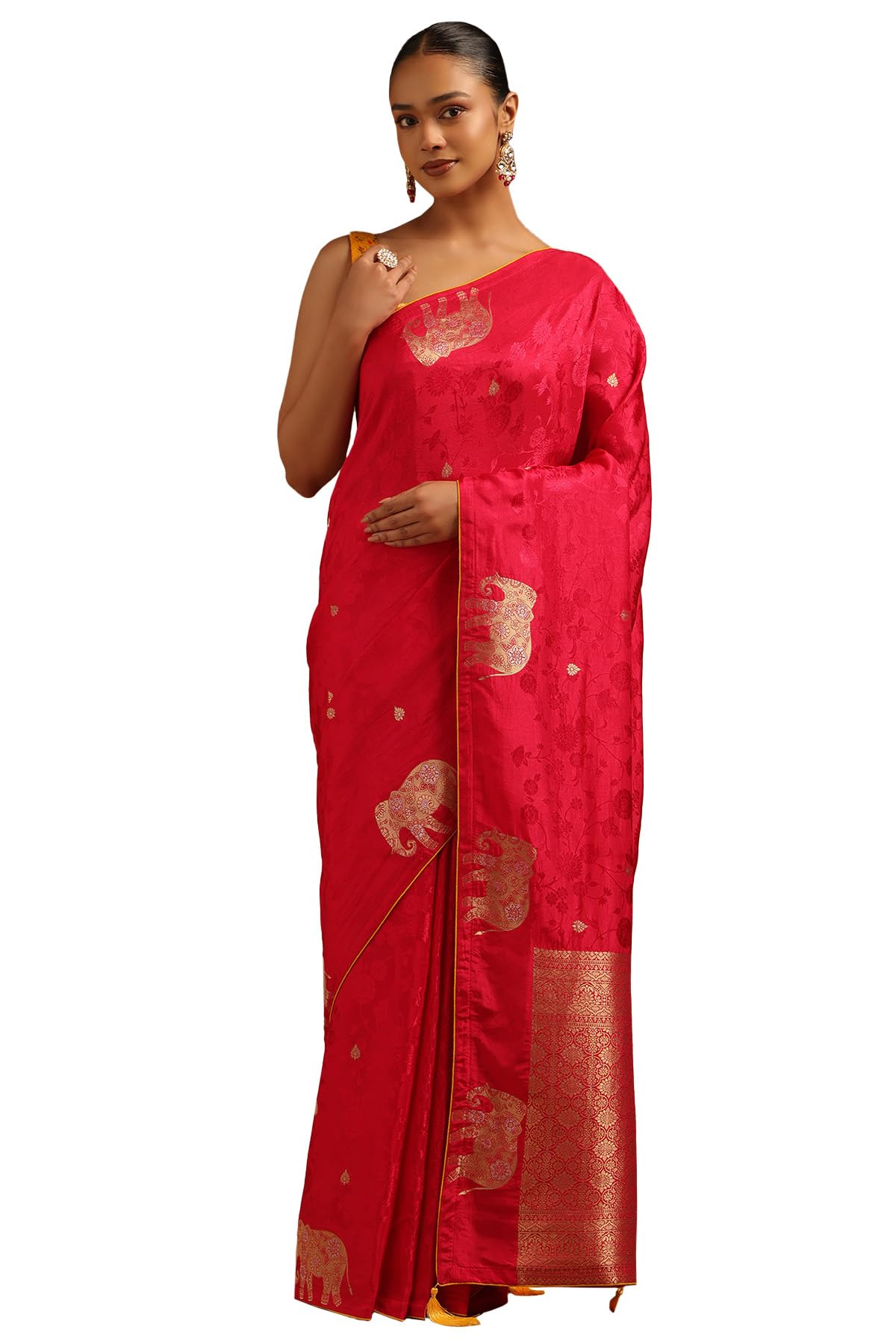 Soch Womens Fuchsia Dola Silk Woven Design Saree
