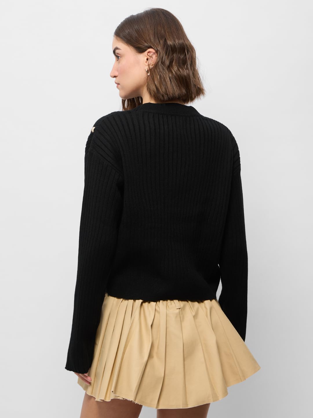 The Souled Store Knitted Sweater : Heartbreaker Women Oversized Sweater Black